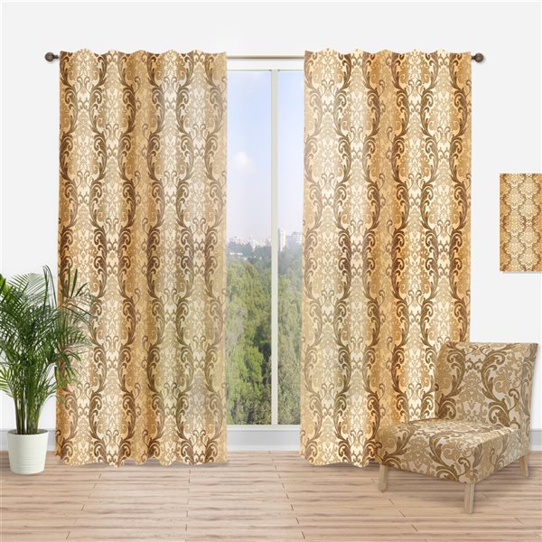 Designart 90in x 52in Damask pattern MidCentury Modern Curtain