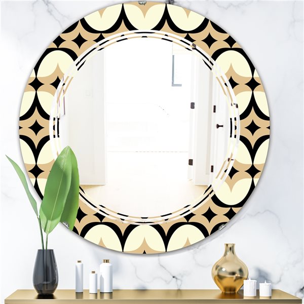 Designart 24-in Multi-Colour Retro Geometrical Design VII Round Wall Mirror