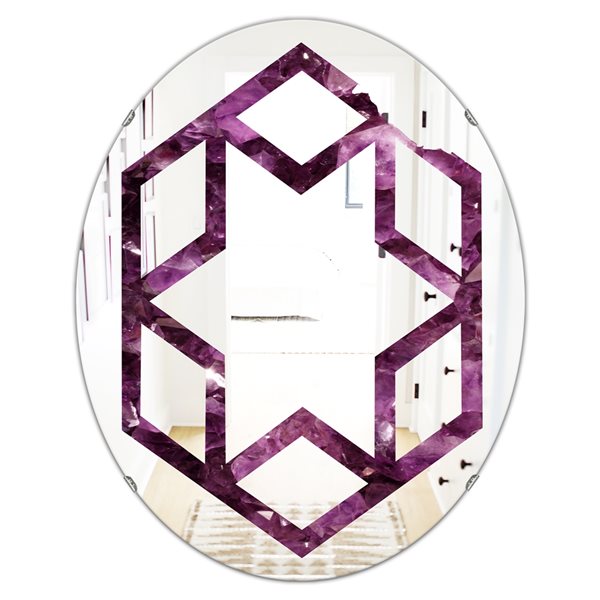 Designart 35.4-in Purple Gems Modern Oval Wall Mirror | RONA