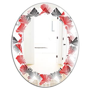 DesignArt 35.4-in Red Retro Geometrical Abstract Pattern VIII Oval Mirror