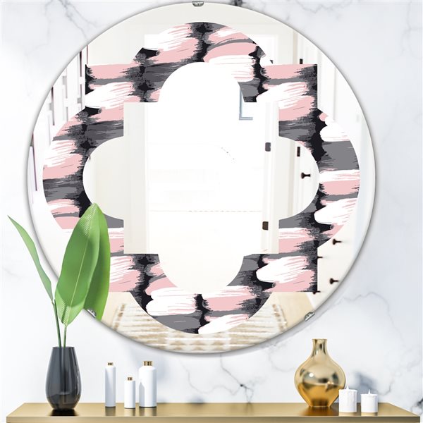Designart 24-in x 24-in Grey Paint Brush Strokes Pattern Round Wall Mirror