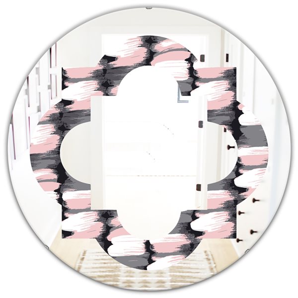 Designart 24-in x 24-in Grey Paint Brush Strokes Pattern Round Wall Mirror