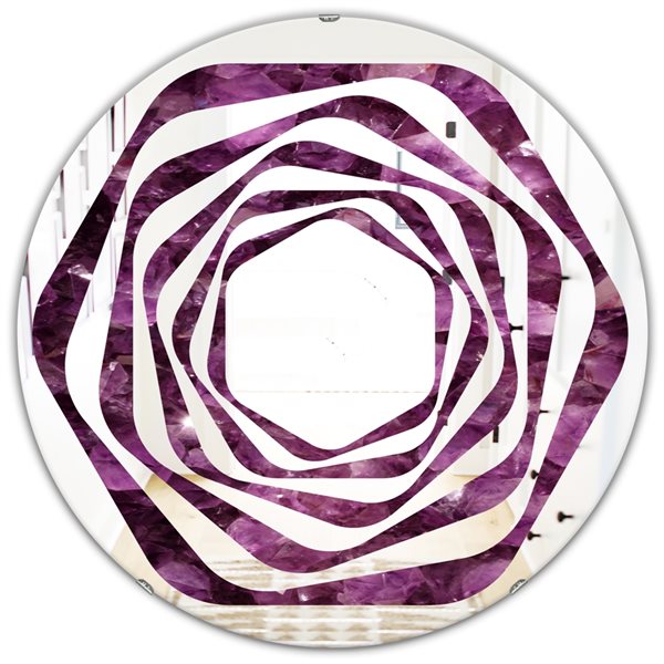 Designart 24-in x 24-in Purple Gems Decorative Round Wall Mirror ...