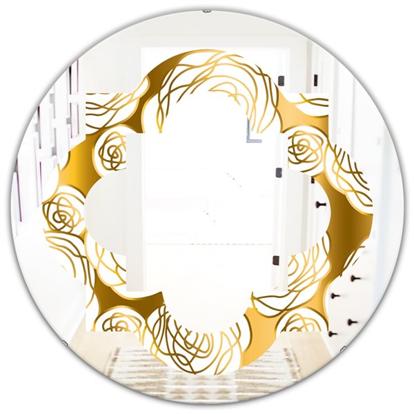 Designart 24 In X 24 In Golden Floral III Modern Round Wall Mirror   330911313 MainImage 001 L 