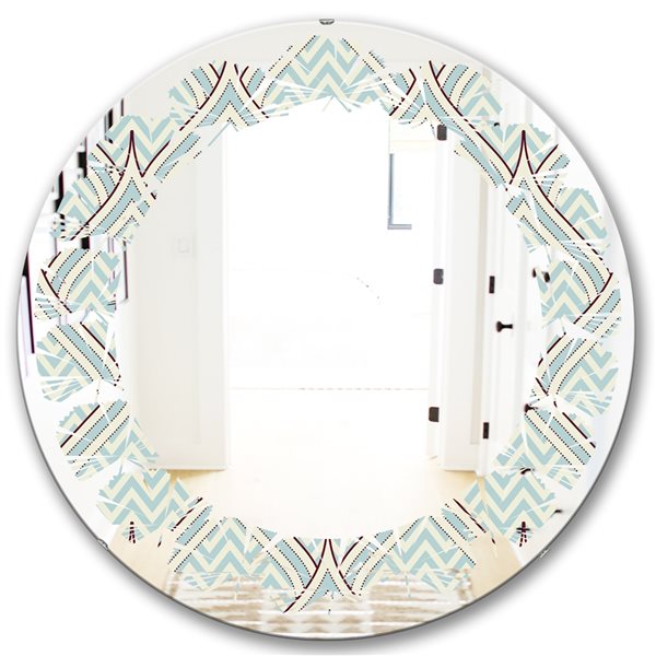 Designart 24-in x 24-in Multi-Colour Ornament Modern Round Mirror ...