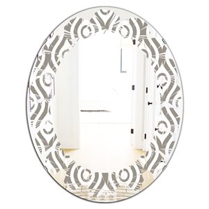 DesignArt 35.4-in x 23.7-in Grey Retro Geometrical Pattern XIV Oval Mirror