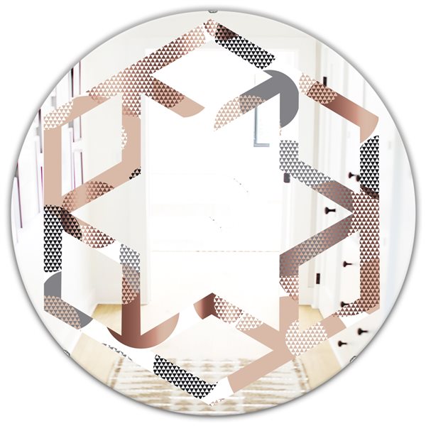 Designart 24-in Multi-Colour Circular Abstract Retro Geometric XIII Round Mirror