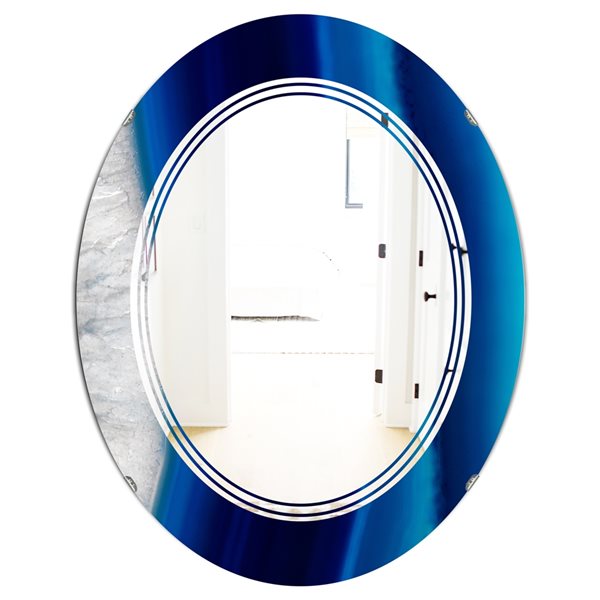 Designart 35.4-in Blue Crystal Stones Oval Wall Mirror | RONA