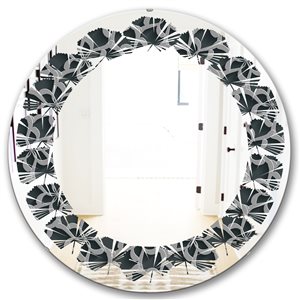 DesignArt 24-in Black Floral 3D Pattern Modern Round Mirror