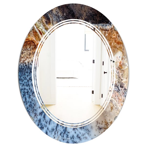 Designart 35.4-in Blue Close Up Decorative Oval Mirror