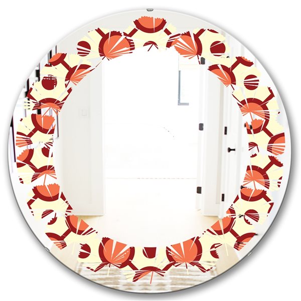 Designart 24-in Multi-Colour Abstract Retro Geometrical Design IX Round Mirror
