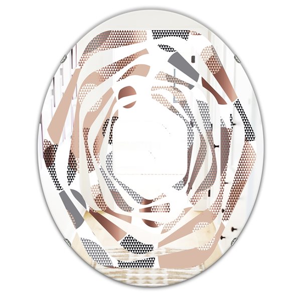 Designart 35.4-in Multi-Colour Circular Abstract Retro Geometric XIII ...