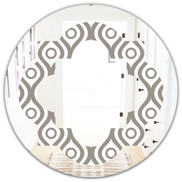 Designart 24-in Grey Retro Geometrical Pattern XIV Modern Round Mirror