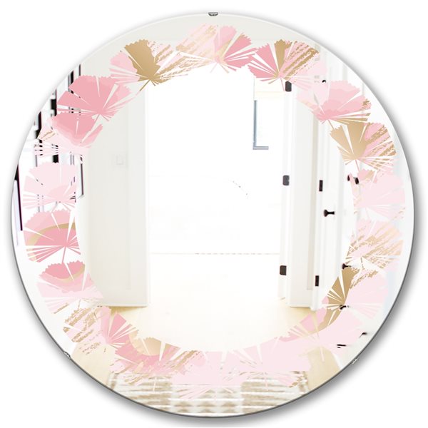 Designart 24-in x 24-in Pink Abstract Flower Design IX Round Mirror ...