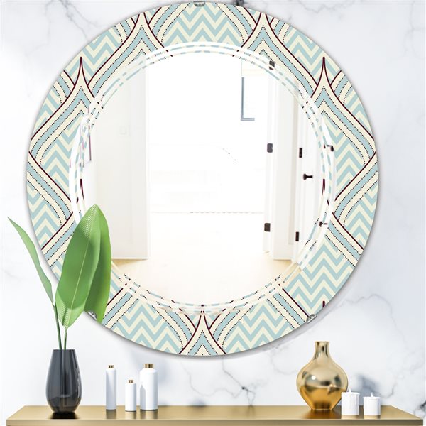 Designart 24-in Multi-Colour Ornament with Decorative Elements Modern Round Mirror