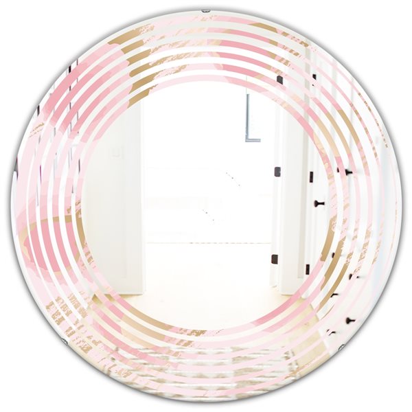 Designart 24-in Pink Abstract Flower Design IX Round Mirror MIR24632-C2 ...