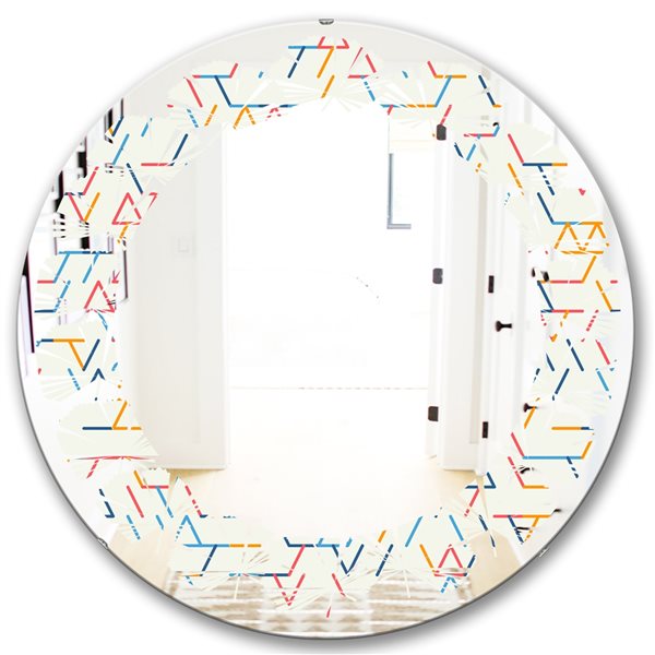 Designart 24 In White Abstract Geometric Pattern Modern Round Mirror   330911475 MainImage 001 L 