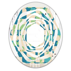DesignArt 35.4-in Blue Retro Abstract Pattern I Modern Oval Mirror