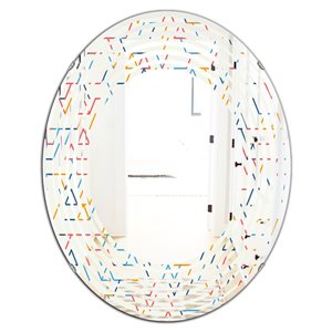 DesignArt 35.4-in x 23.7-in White Abstract Geometric Background Pattern Modern Oval Wall Mirror