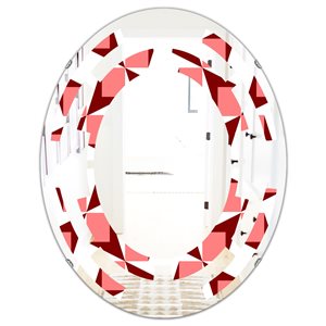 DesignArt 35.4-in x 23.7-in Red Retro Geometrical Abstract Minimal Pattern XIII Modern Oval Mirror
