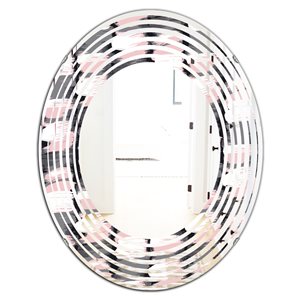 DesignArt 35.4-in Grey Paint Brush Strokes Pattern Oval Mirror
