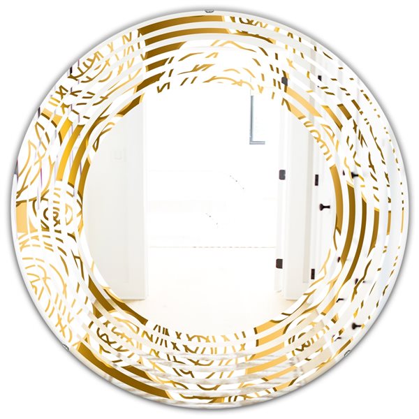 Designart 24-in Gold Floral III Modern Round Wall Mirror MIR24626-C2 ...