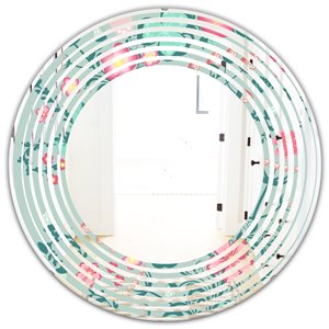 DesignArt 24-in Spring Floral Pattern Round Mirror in Green