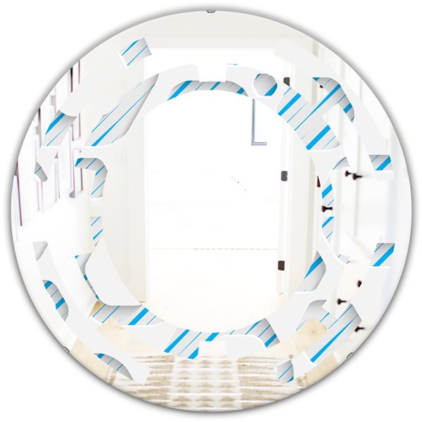 Designart 24-in 3D White and Blue Pattern IV Round Mirror