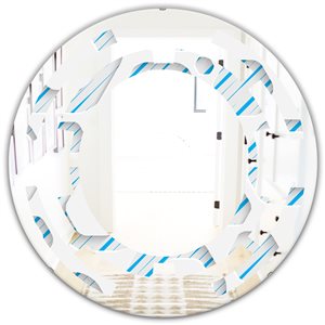 DesignArt 24-in 3D White and Blue Pattern IV Round Mirror