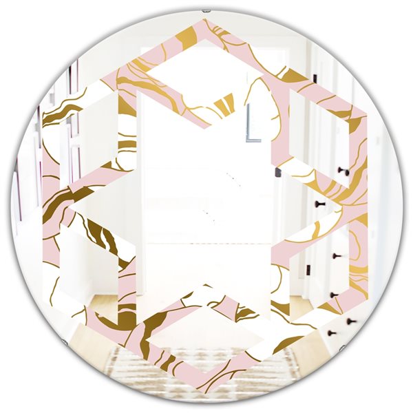 Designart 24-in x 24-in Golden Marble II Decorative Round Wall Mirror ...