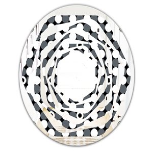 DesignArt 35.4-in x 23.7-in Grey Monochrome Geometric Pattern XIV Modern Oval Wall Mirror