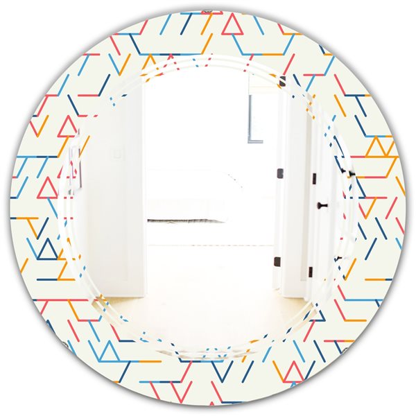 Designart 24-in x 24-in White Abstract Geometric Background Pattern Modern Round Wall Mirror