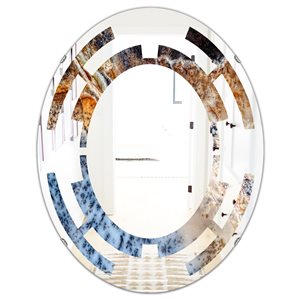 Designart 35.4-in Blue Close Up Modern Oval Wall Mirror
