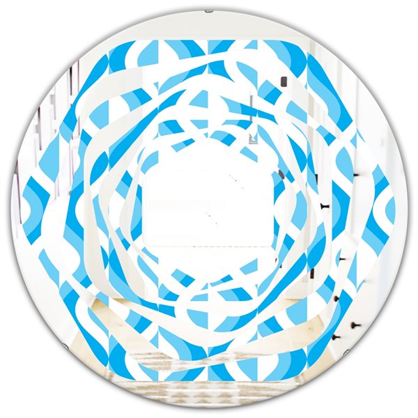 Designart 24-in Blue Retro Design VI Modern Round Wall Mirror MIR24648 ...