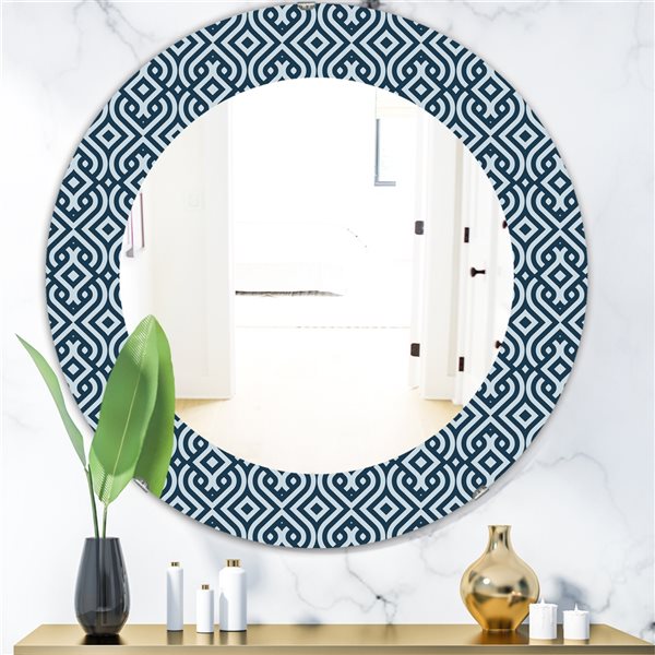 Designart 24-in x 24-in Blue Scandinavian Mirror