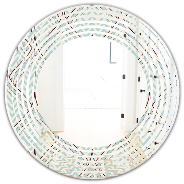Designart 24-in x 24-in Multi-Colour Ornament with Decorative Elements Modern Round Mirror