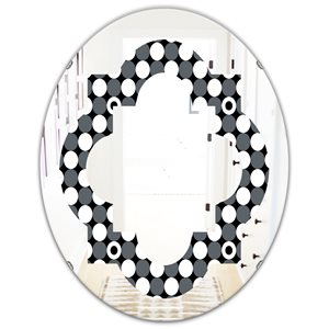 DesignArt 35.4-in Grey Monochrome Geometric Pattern XIV Oval Wall Mirror