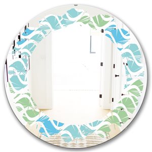 DesignArt 24-in Blue Abstract Design Retro Pattern II Modern Round Wall Mirror