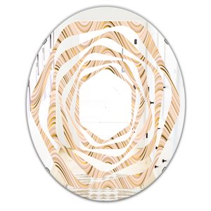 DesignArt 35.4-in x 23.7-in Abstract Luxury Beige Waves Modern Oval Wall Mirror