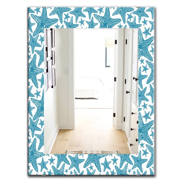 Designart 35.4-in x 23.6-in Blue Costal Creatures Traditional Mirror | RONA