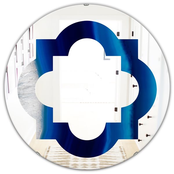 Designart 24-in Blue Crystal Stones Decorative Round Mirror