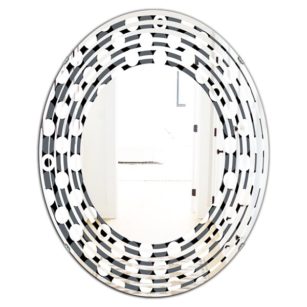 Designart 35.4-in Grey Monochrome Geometric Pattern XIV Oval Mirror | RONA