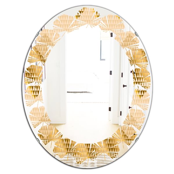 Designart 35.4-in Golden Triangular Wavess I Modern Oval Mirror | RONA