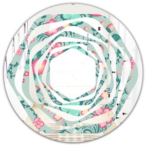 Designart 24-in x 24-in Green Spring Floral Pattern Round Mirror