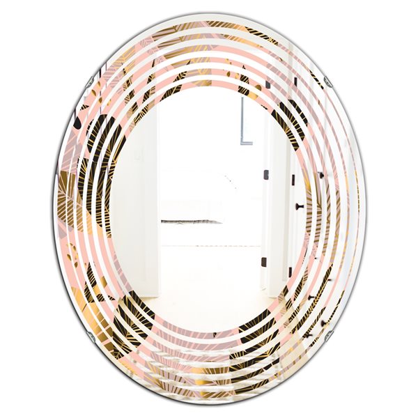 Designart 35.4-in Golden Foliage III Decorative Oval Wall Mirror | RONA