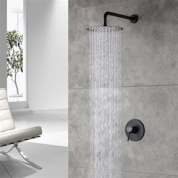 Casainc Matte Black Wall Mount Built-in Shower System | RONA