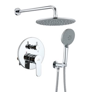 Casainc Polished Chrome Built-in Shower System with Rough-In Valve