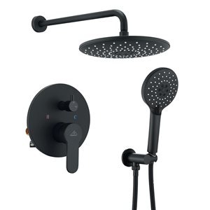 Casainc Matte Black Built-in Shower System with Rough-In Valve