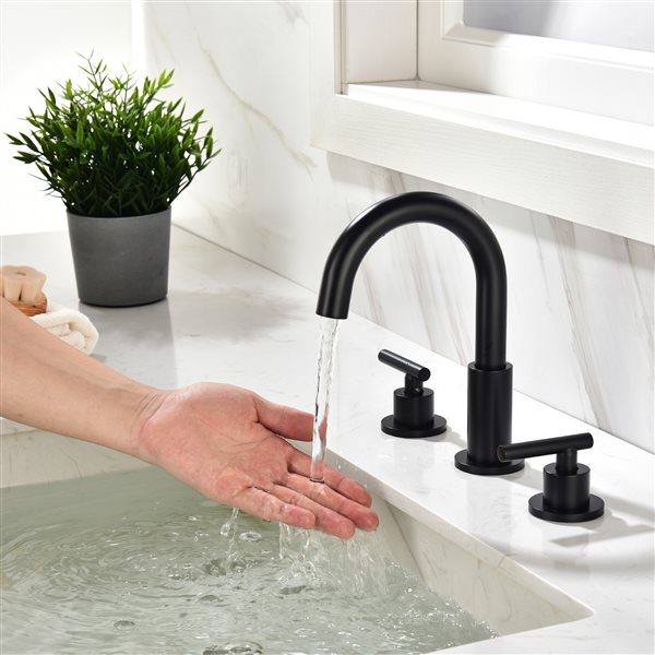 Casainc Matte Black 8-in 2-Handle Widespread Bathroom Sink Faucet