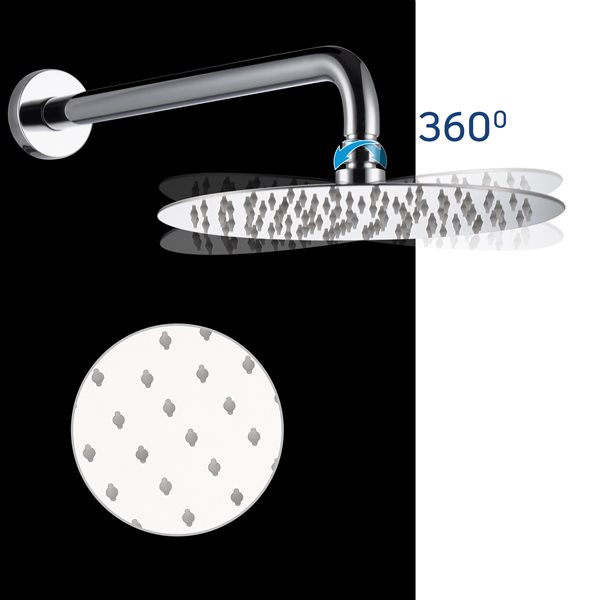 Casainc Polished Chrome 3-Function Wall Mounted Built-in Shower System